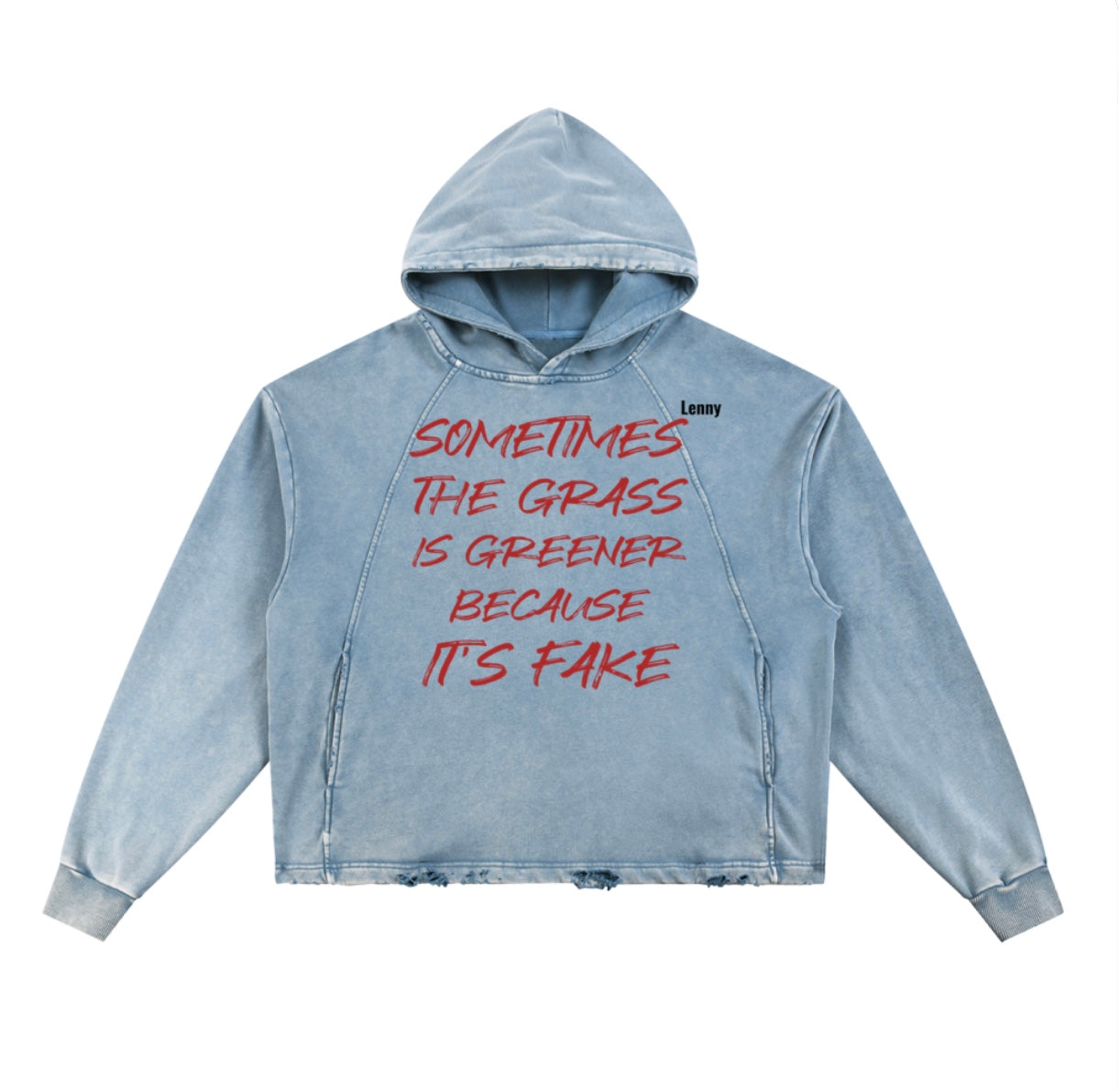 Vintage Lenny Frayed-Hem Hoodie