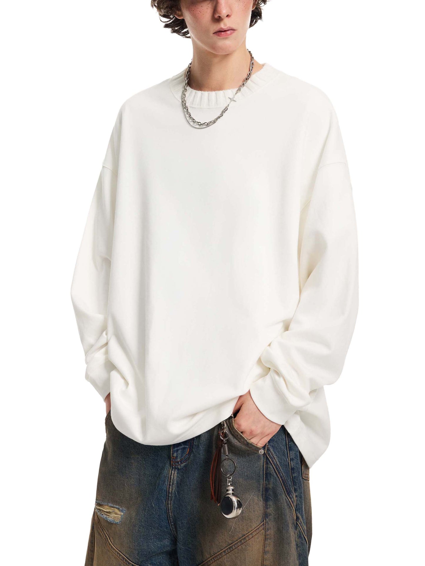LENNY Knitted Round Neck Oversize Sweatshirt