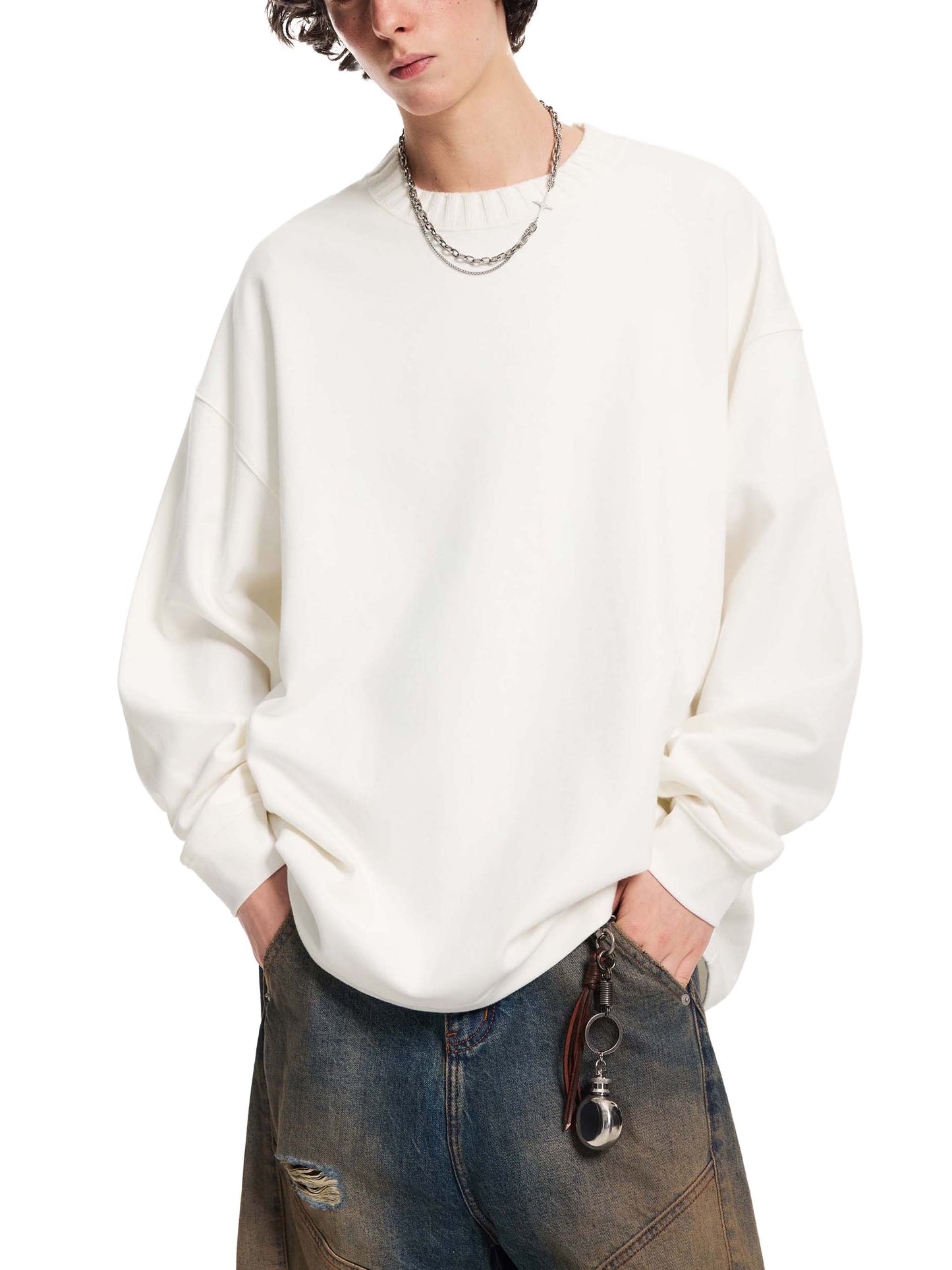 LENNY Knitted Round Neck Oversize Sweatshirt