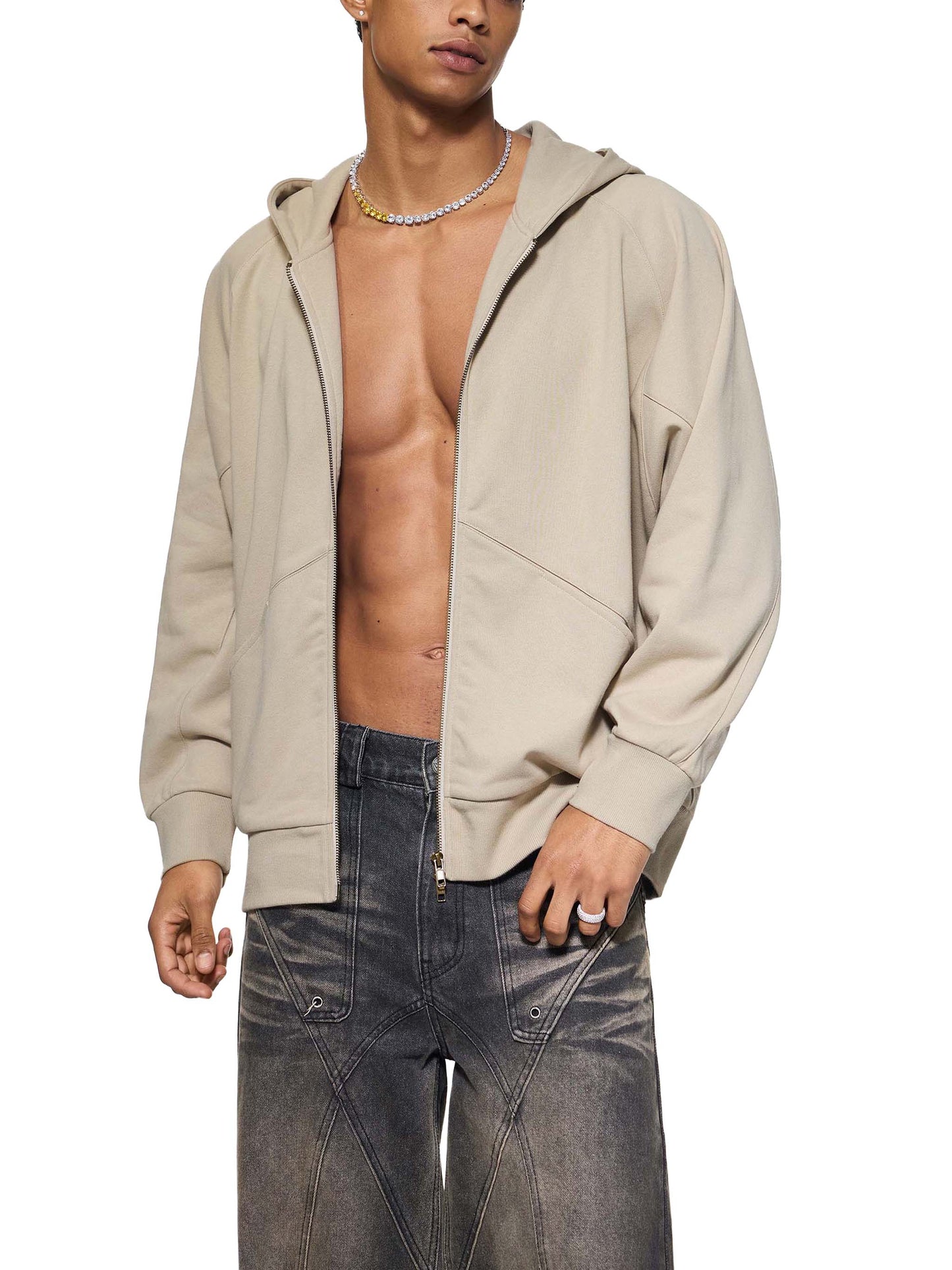 Lenny Dolman Sleeve Zip-Through Fleece  Hoodie
