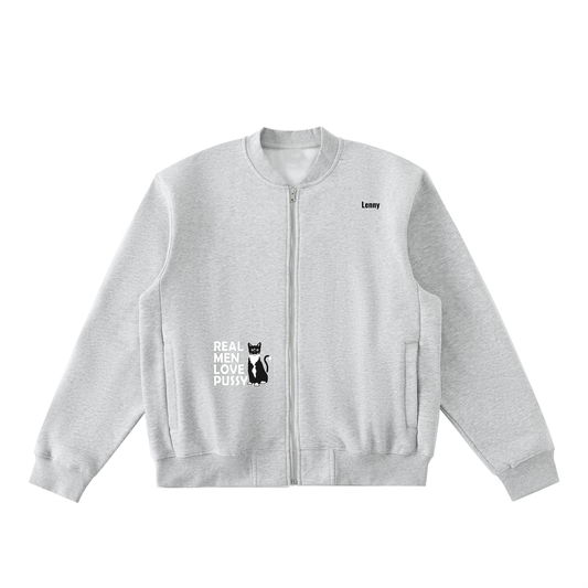 Essential Zip-Up Fleeced Varsity Jacket