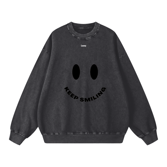 Snow Washed Keep Smiling Oversized Sweatshirt