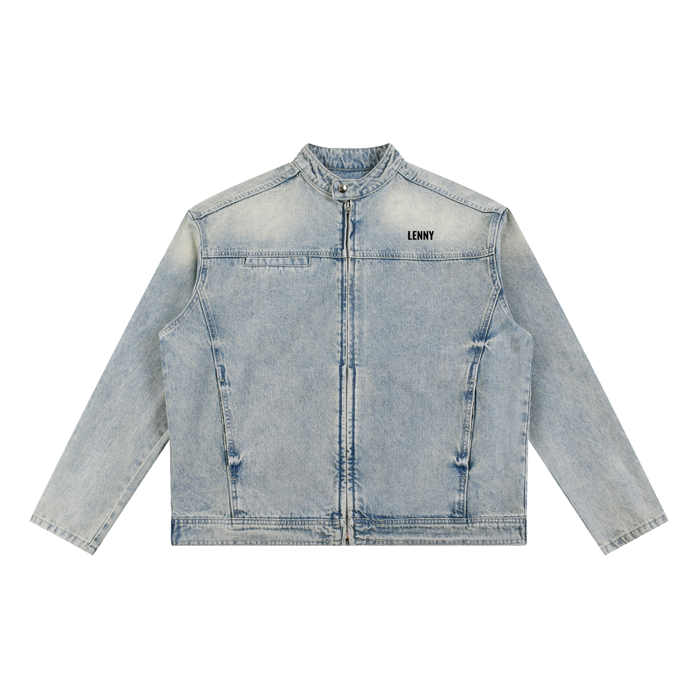 Vintage Wash Zip Denim Jacket