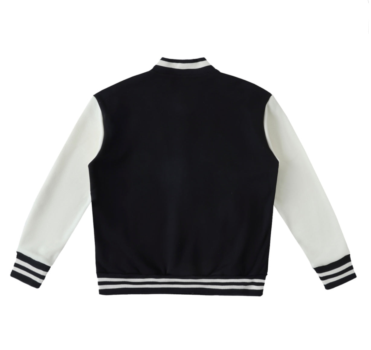 Two-Tone Fleeced Varsity Jacket
