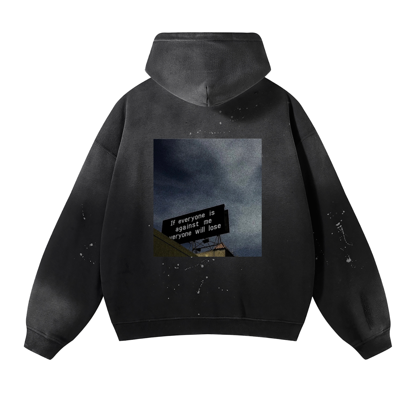 Vintage Washed Frayed Fleece Hoodie