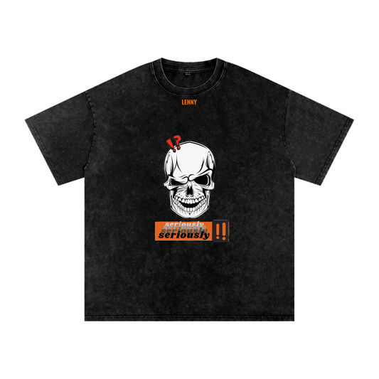 Snow Washed Seriously!! Oversized Cotton T-Shirt