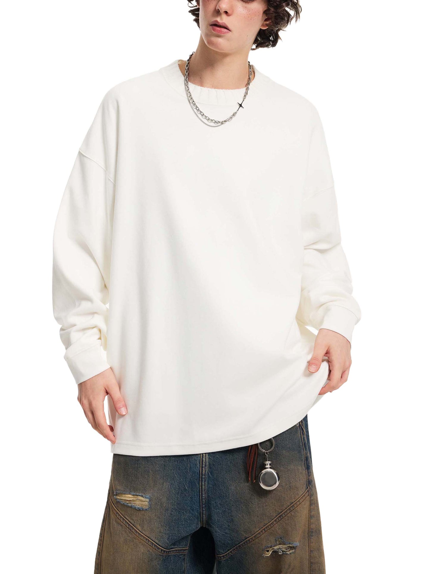 LENNY Knitted Round Neck Oversize Sweatshirt