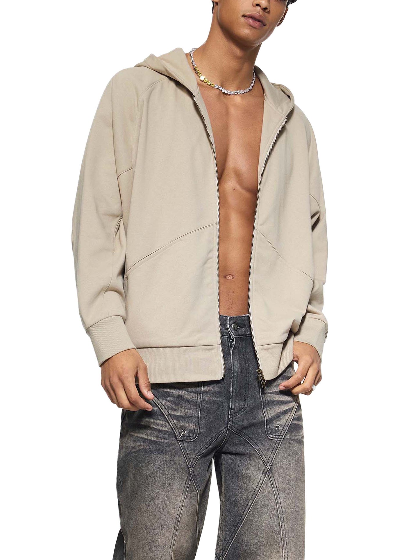 Lenny Dolman Sleeve Zip-Through Fleece  Hoodie